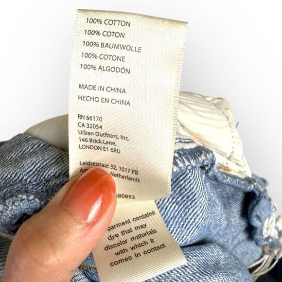 We the Free People Criss Cross Fray Denim Button Fly Cut Off Jean Shorts - Picture 6 of 9